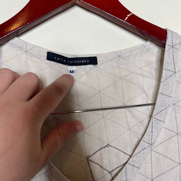 Carla Fernandez Printed V-Neck Cold Shoulder Crop Top Sz M - Picture 6 of 7